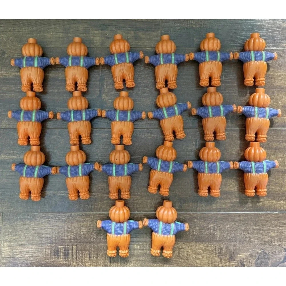 Halloween Blow Mold Plastic Pumpkin Scarecrow String Lights Lot Of 20 Vintage